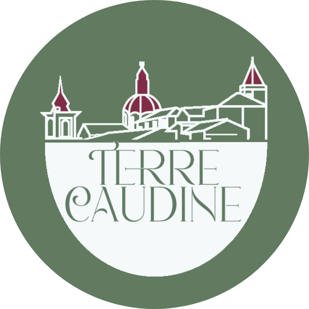 Logo Terre Caudine con skyline stilizzato e scritta verde