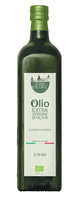 Bottiglia da 0,75 litri di olio extravergine di oliva Terre Caudine, estratto a freddo