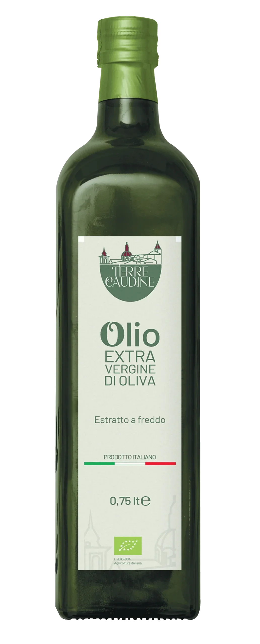 Bottiglia da 0,75 litri di olio extravergine di oliva Terre Caudine, estratto a freddo